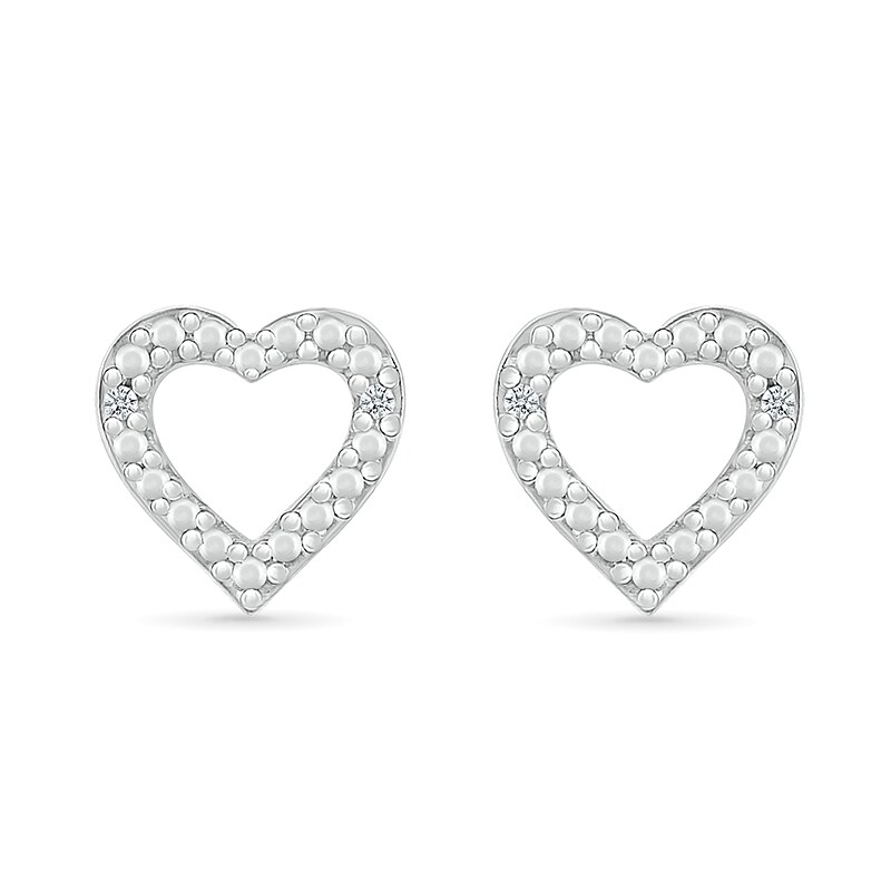 Main Image 3 of Diamond Accent Heart Outline Stud Earrings in Sterling Silver