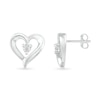 Thumbnail Image 2 of Diamond Accent Solitaire Ribbon Heart Stud Earrings in Sterling Silver