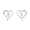 Thumbnail Image 3 of Diamond Accent Solitaire Ribbon Heart Stud Earrings in Sterling Silver