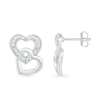 Thumbnail Image 2 of Diamond Accent Beaded Interlocking Tilted Heart Stud Earrings in Sterling Silver