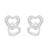 Thumbnail Image 3 of Diamond Accent Beaded Interlocking Tilted Heart Stud Earrings in Sterling Silver