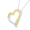 Thumbnail Image 2 of Diamond Accent Beaded Layered Double Tilted Heart Pendant in Sterling Silver and 14K Gold Plate