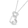 Thumbnail Image 2 of Diamond Accent Beaded Double Interlocking Tilted Heart Outline Pendant in Sterling Silver