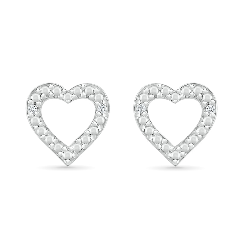 Main Image 3 of Diamond Accent Heart Outline Stud Earrings in Sterling Silver