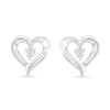 Thumbnail Image 3 of Diamond Accent Solitaire Ribbon Heart Stud Earrings in Sterling Silver