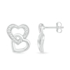 Thumbnail Image 2 of Diamond Accent Beaded Interlocking Tilted Heart Stud Earrings in Sterling Silver