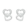 Thumbnail Image 3 of Diamond Accent Beaded Interlocking Tilted Heart Stud Earrings in Sterling Silver