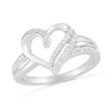 Thumbnail Image 0 of Diamond Accent Beaded Double Ribbon Heart Split Shank Ring in Sterling Silver