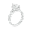 Thumbnail Image 3 of 2-1/2 CT. T.W. Certified Pear-Shaped Lab-Grown Diamond Frame Crossover Split Shank Bridal Set in 14K White Gold (I/SI2)