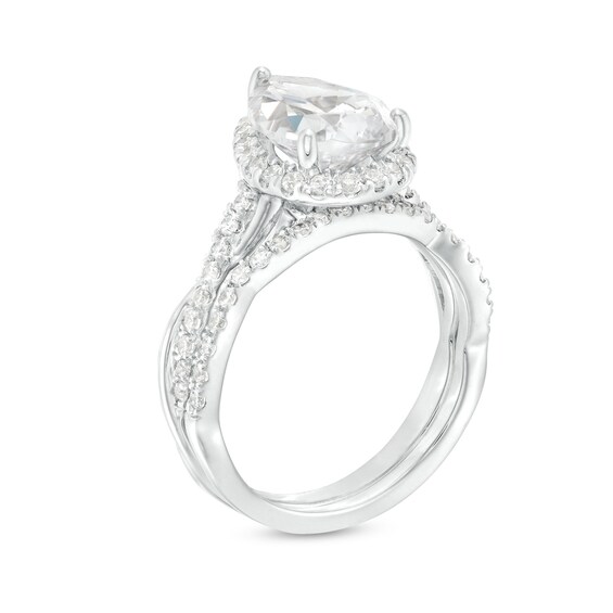 2-1/2 CT. T.w. Certified Pear-Shaped Lab-Grown Diamond Frame Crossover Split Shank Bridal Set in 14K White Gold (I/Si2)