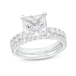 3 CT. T.W. Certified Princess-Cut Lab-Grown Diamond Bridal Set in 14K White Gold (I/SI2)
