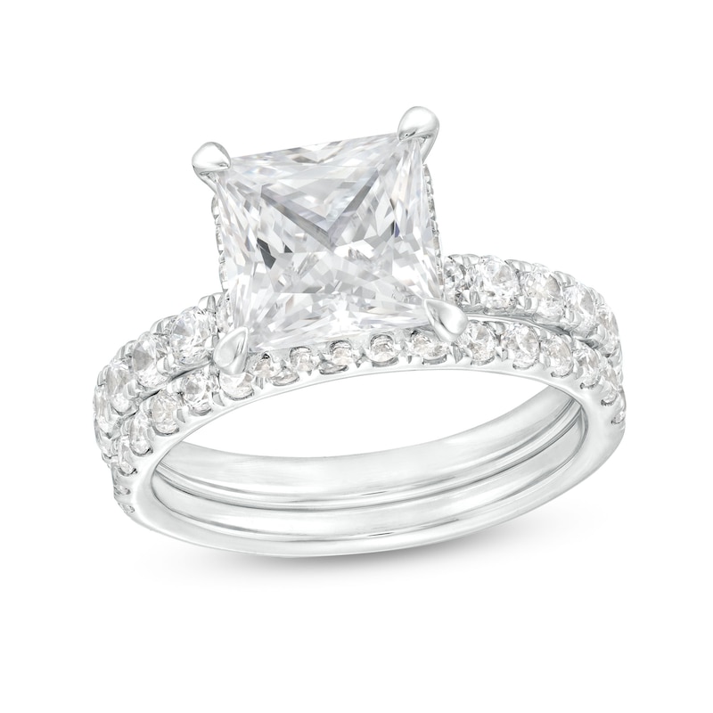 Main Image 1 of 3 CT. T.W. Certified Princess-Cut Lab-Grown Diamond Bridal Set in 14K White Gold (I/SI2)