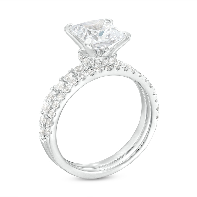 Main Image 3 of 2-7/8 CT. T.W. Certified Princess-Cut Lab-Grown Diamond Bridal Set in 14K White Gold (I/SI2)