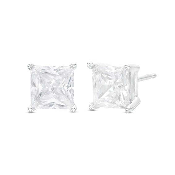 4 CT. T.w. Certified Princess-Cut Lab-Grown Diamond Solitaire Stud Earrings in 14K White Gold (F/Vs2)