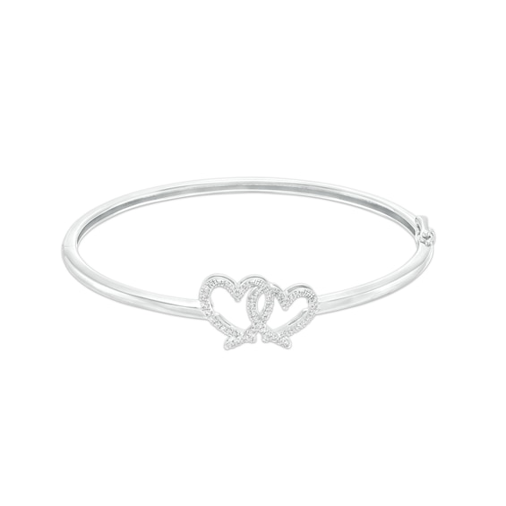 The Kindred Heart from Vera Wang Love Collection 1/4 CT. T.w. Diamond Interlocking Hearts Bangle in Sterling Silver