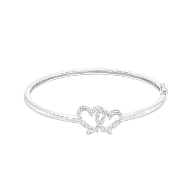 Main Image 1 of The Kindred Heart from Vera Wang Love Collection 1/4 CT. T.W. Diamond Interlocking Hearts Bangle in Sterling Silver