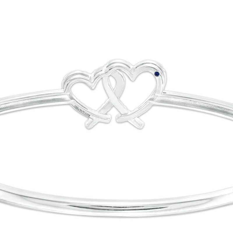 Main Image 3 of The Kindred Heart from Vera Wang Love Collection 1/4 CT. T.W. Diamond Interlocking Hearts Bangle in Sterling Silver