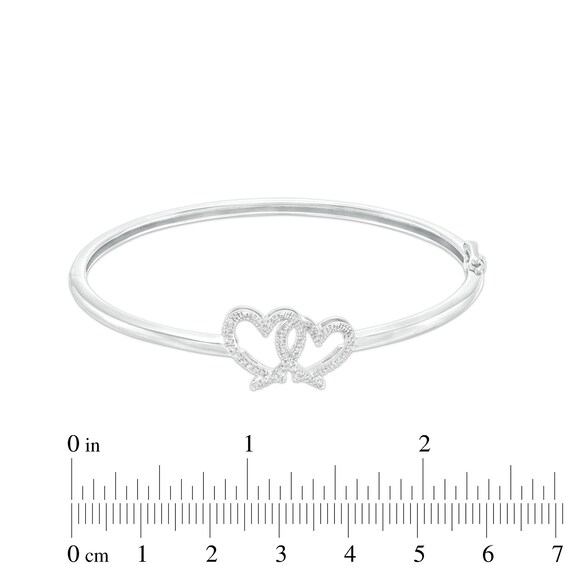 The Kindred Heart from Vera Wang Love Collection 1/4 CT. T.w. Diamond Interlocking Hearts Bangle in Sterling Silver