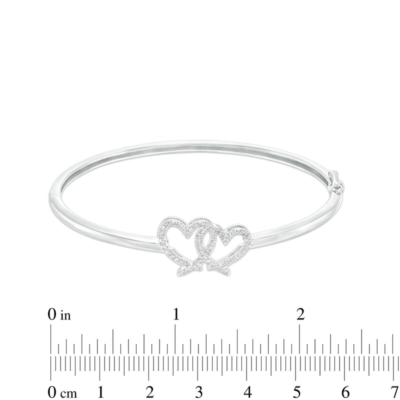 Main Image 4 of The Kindred Heart from Vera Wang Love Collection 1/4 CT. T.W. Diamond Interlocking Hearts Bangle in Sterling Silver