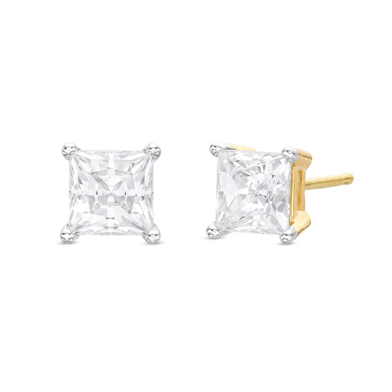 Main Image 1 of 2 CT. T.W. Certified Princess-Cut Lab-Grown Diamond Solitaire Stud Earrings in 14K Gold (F/VS2)
