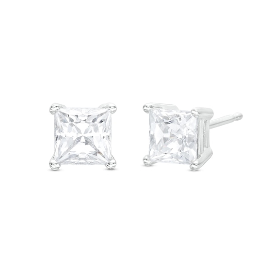 2 CT. T.w. Certified Princess-Cut Lab-Grown Diamond Solitaire Stud Earrings in 14K White Gold (F/Vs2)