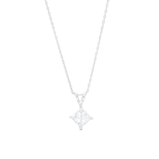 1-1/2 CT. Certified Princess-Cut Lab-Grown Diamond Solitaire Tilted Pendant in 14K White Gold (F/VS2)