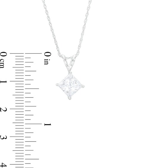 1-1/2 CT. Certified Princess-Cut Lab-Grown Diamond Solitaire Tilted Pendant in 14K White Gold (F/Vs2)