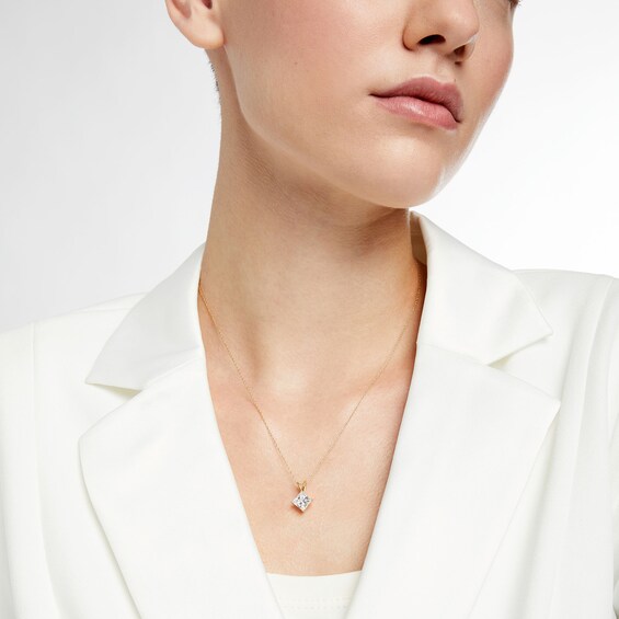 1-1/2 CT. Certified Princess-Cut Lab-Grown Diamond Solitaire Tilted Pendant in 14K Gold (F/Vs2)