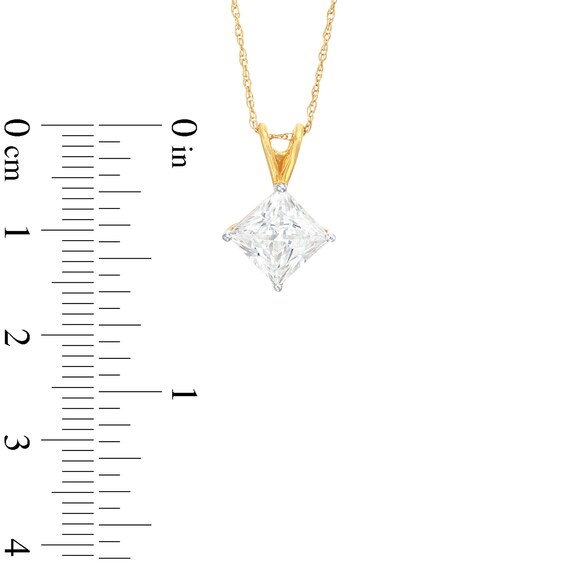 1-1/2 CT. Certified Princess-Cut Lab-Grown Diamond Solitaire Tilted Pendant in 14K Gold (F/Vs2)