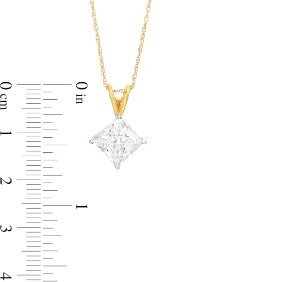 2 CT. Certified Princess-Cut Lab-Grown Diamond Solitaire Tilted Pendant in 14K Gold (F/Vs2)