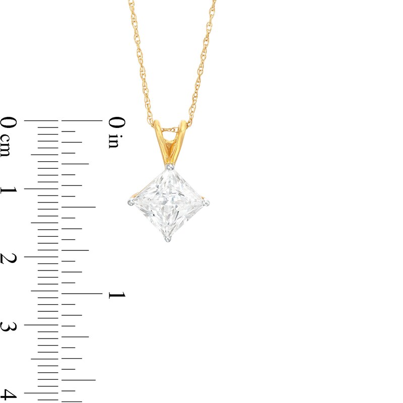 2 CT. Certified Princess-Cut Lab-Created Diamond Solitaire Tilted Pendant in 14K Gold (F/VS2)