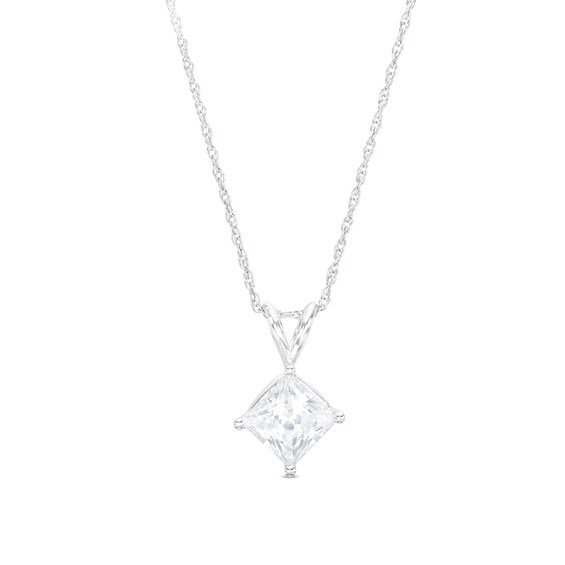 CT. Certified Princess-Cut Lab-Grown Diamond Solitaire Tilted Pendant in 14K Gold (F/Vs2