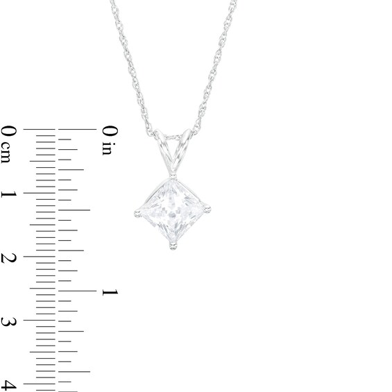 CT. Certified Princess-Cut Lab-Grown Diamond Solitaire Tilted Pendant in 14K Gold (F/Vs2