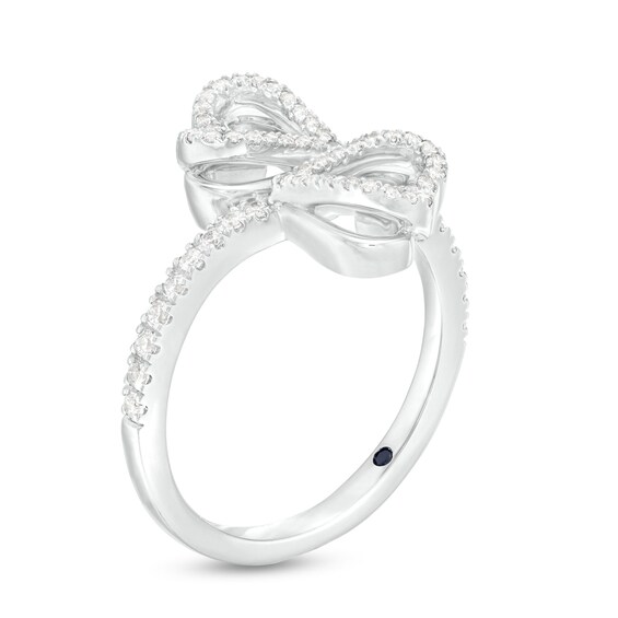 The Kindred Heart from Vera Wang Love Collection 1/3 CT. T.w. Diamond Double Heart Bypass Ring in Sterling Silver