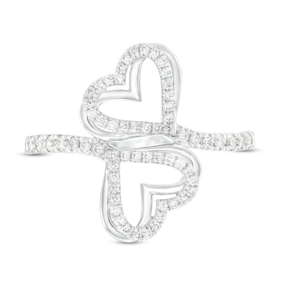 The Kindred Heart from Vera Wang Love Collection 1/3 CT. T.w. Diamond Double Heart Bypass Ring in Sterling Silver