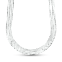 7.0mm Diamond-Cut Herringbone Chain Necklace in Solid Sterling Silver  - 18"