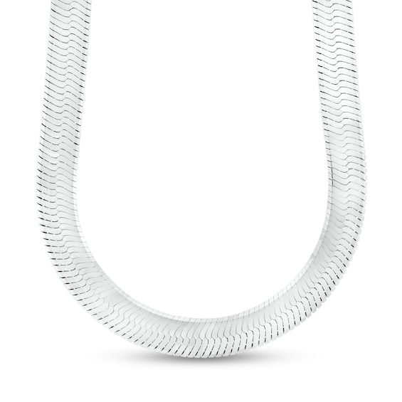 7.0mm Diamond-Cut Herringbone Chain Necklace in Solid Sterling Silver - 18"