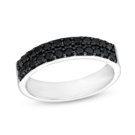 Vera Wang Men 1 CT. T.w. Black Diamond Double Row Band in Sterling Silver