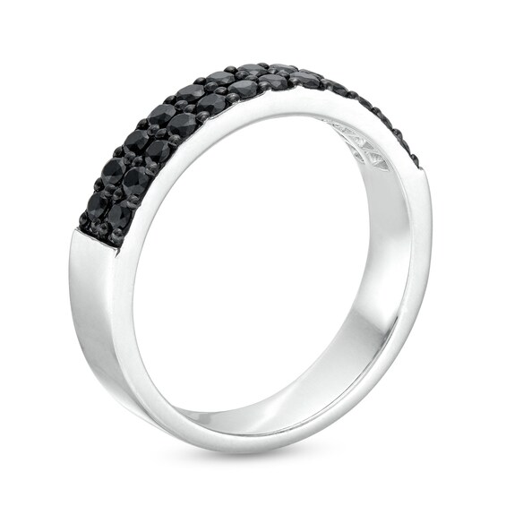 Vera Wang Men 1 CT. T.w. Black Diamond Double Row Band in Sterling Silver