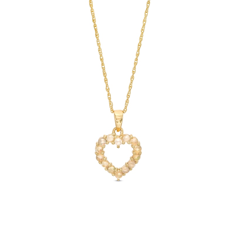 Main Image 1 of Iridescent Opal Open Heart Pendant in 10K Gold
