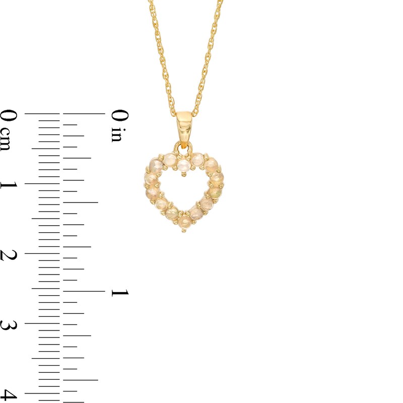 Main Image 4 of Iridescent Opal Open Heart Pendant in 10K Gold
