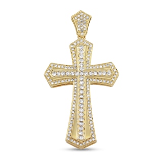 1 CT. T.W. Diamond Frame Gothic-Style Cross Necklace Charm in 10K Gold