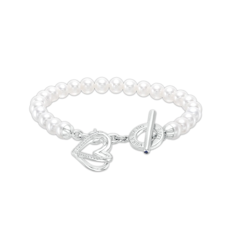 Main Image 1 of The Kindred Heart from Vera Wang Love Collection Freshwater Cultured Pearl and Diamond Bracelet in Sterling Silver