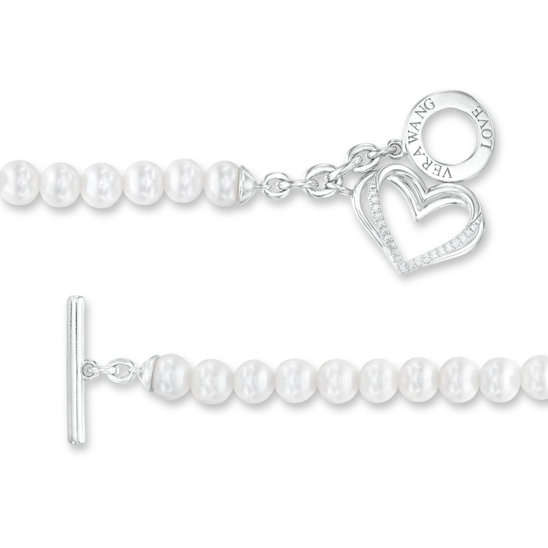 The Kindred Heart from Vera Wang Love Collection Cultured Freshwater Pearl and Diamond Bracelet in Sterling Silver