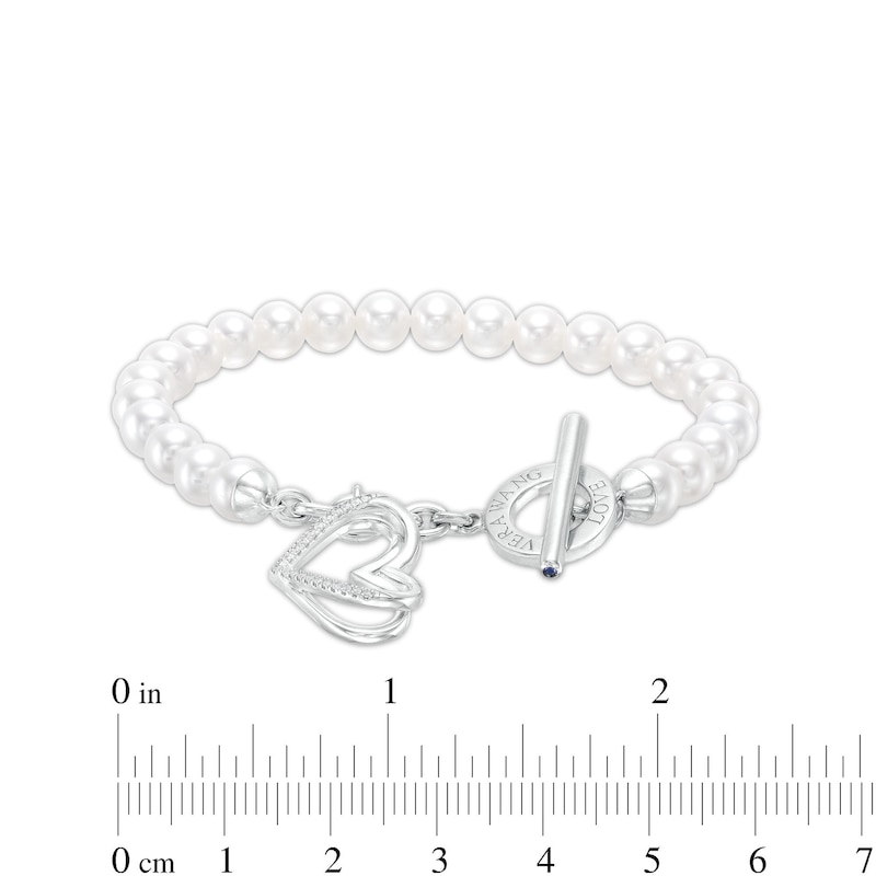 The Kindred Heart from Vera Wang Love Collection Cultured Freshwater Pearl and Diamond Bracelet in Sterling Silver