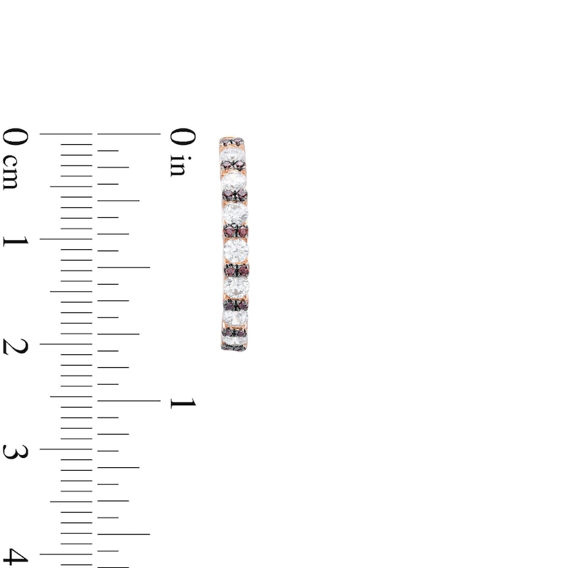 Main Image 3 of 1 CT. T.W. Champagne and White Diamond Alternating Hoop Earrings in 10K Rose Gold