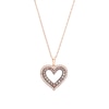 Thumbnail Image 1 of 1/4 CT. T.W. Champagne and White Diamond Double Row Heart Outline Drop Pendant in 10K Rose Gold