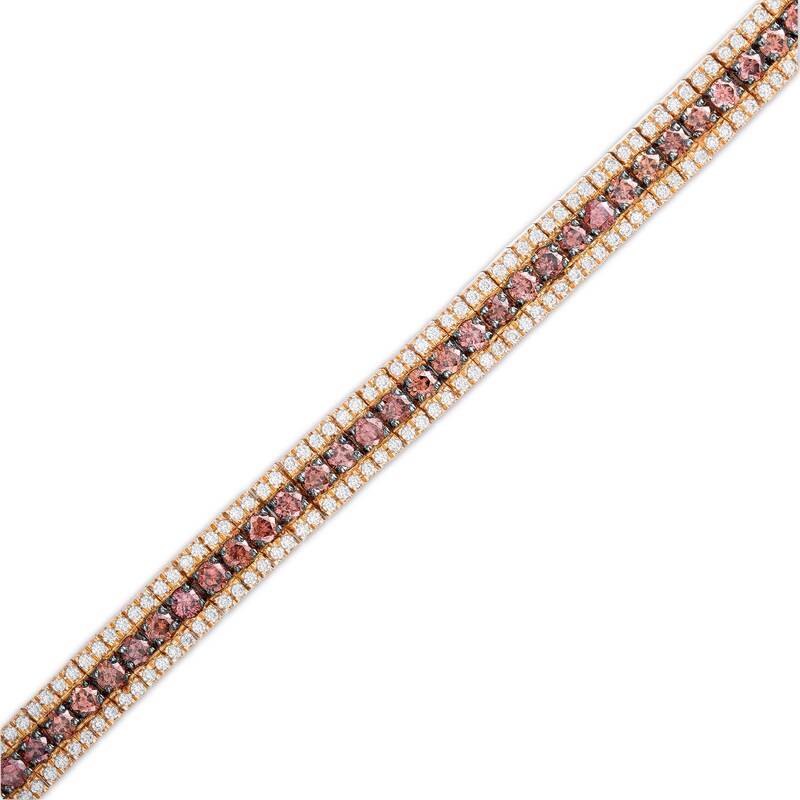 3-1/2 CT. T.W. Champagne and White Diamond Triple Row Bracelet in 10K Rose Gold