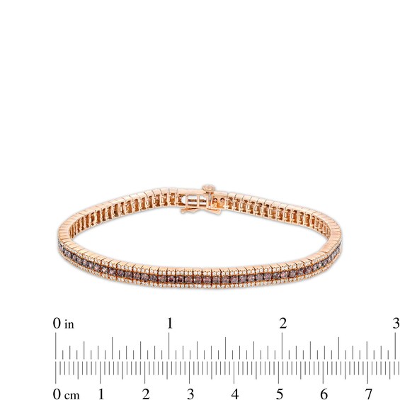 3-1/2 CT. T.w. Champagne and White Diamond Triple Row Bracelet in 10K Rose Gold