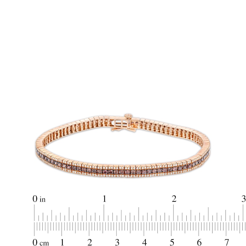 3-1/2 CT. T.W. Champagne and White Diamond Triple Row Bracelet in 10K Rose Gold